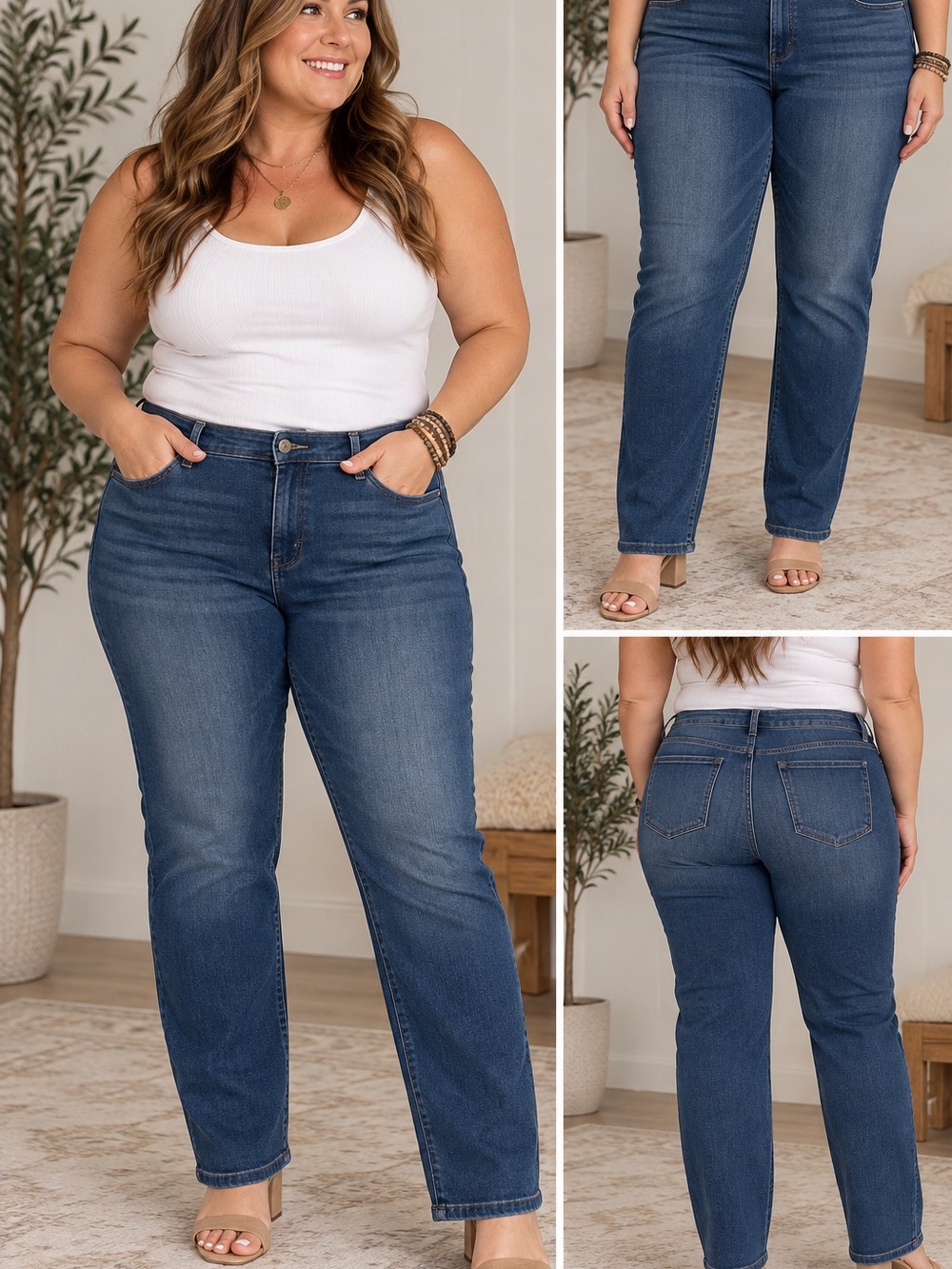 Nine West Women's Straight Leg Jeans — Medium Blue Wash